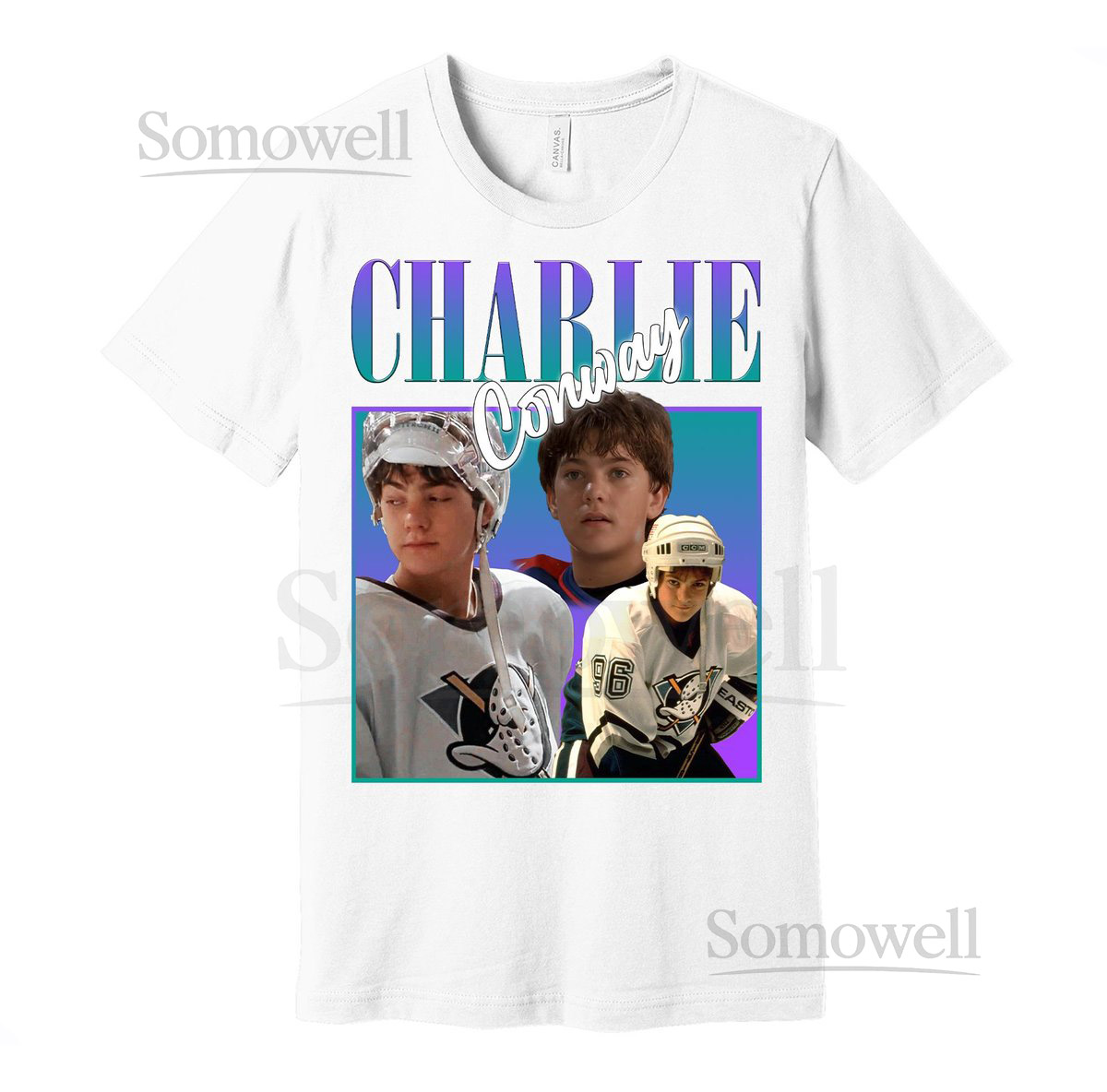 Charlie Conway Oversized Graphic Street Fashion T-Shirt - The Mighty Ducks Lover - Hockey Film Nostaglia - Black White or Grey Tee_75