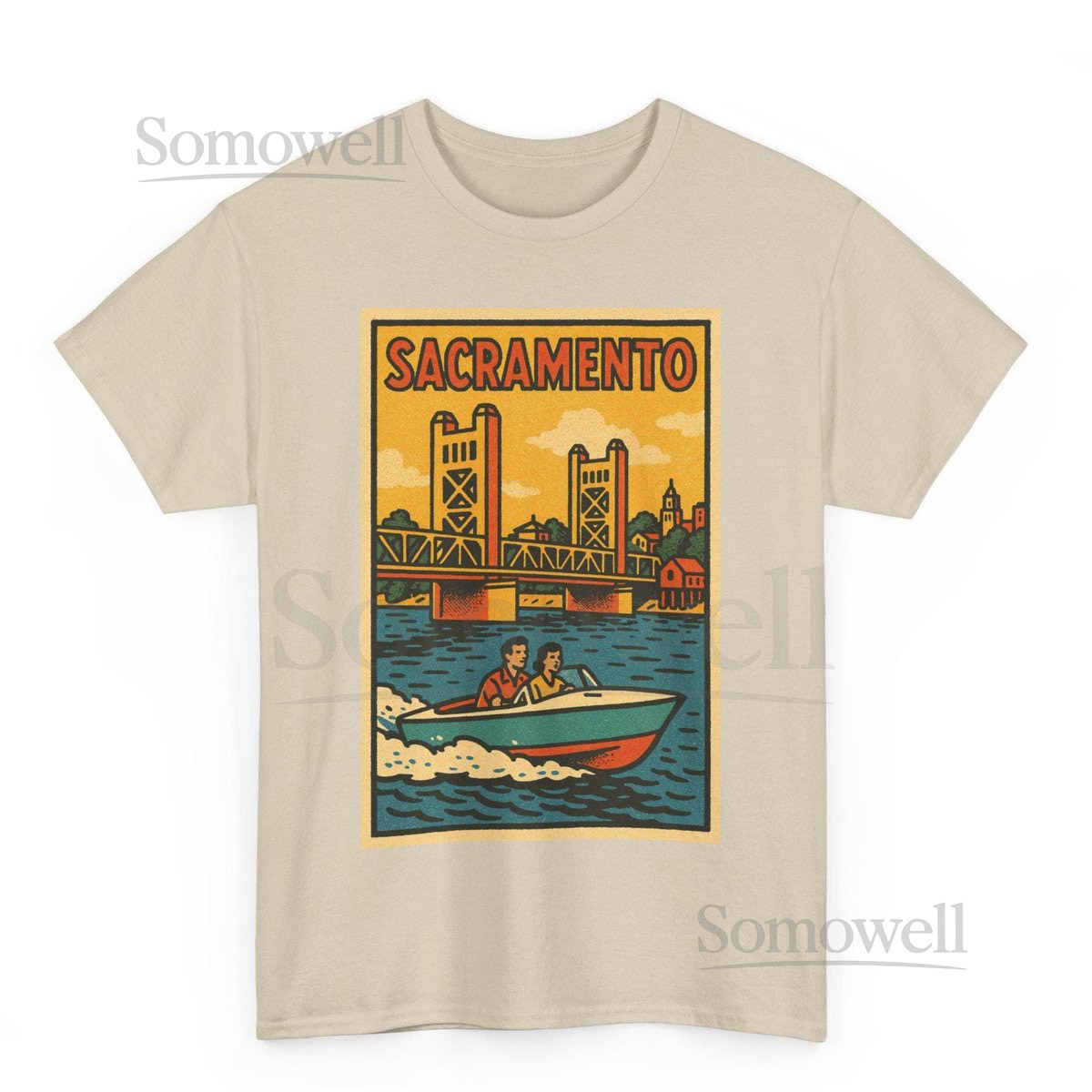 Sacramento T-Shirt Retro Comic California Skyline Tee_546