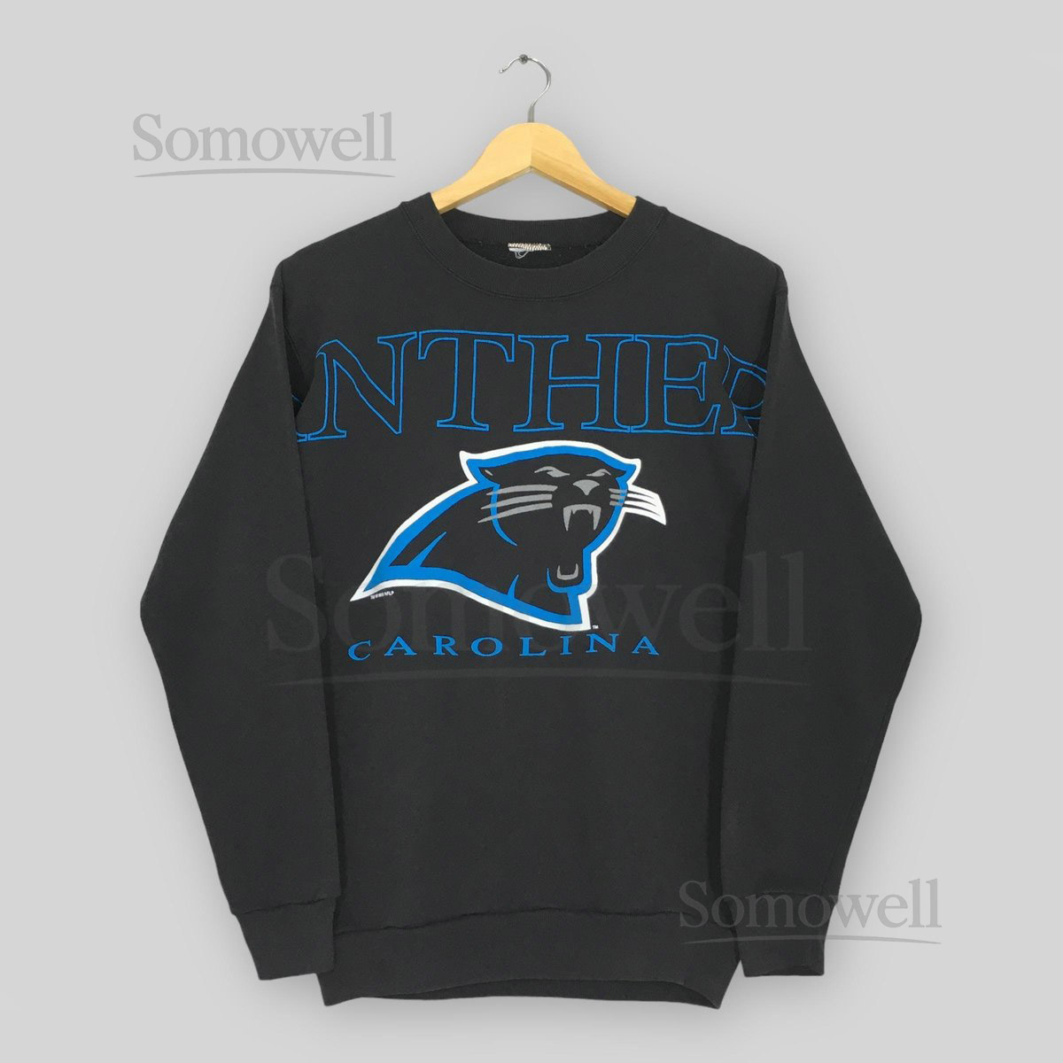 RARE Vintage 90s Carolina Panthers NFL Sweatshirt Small Carolina Panthers Football Logo Sweater Panthers American Football Black Crewneck S_829