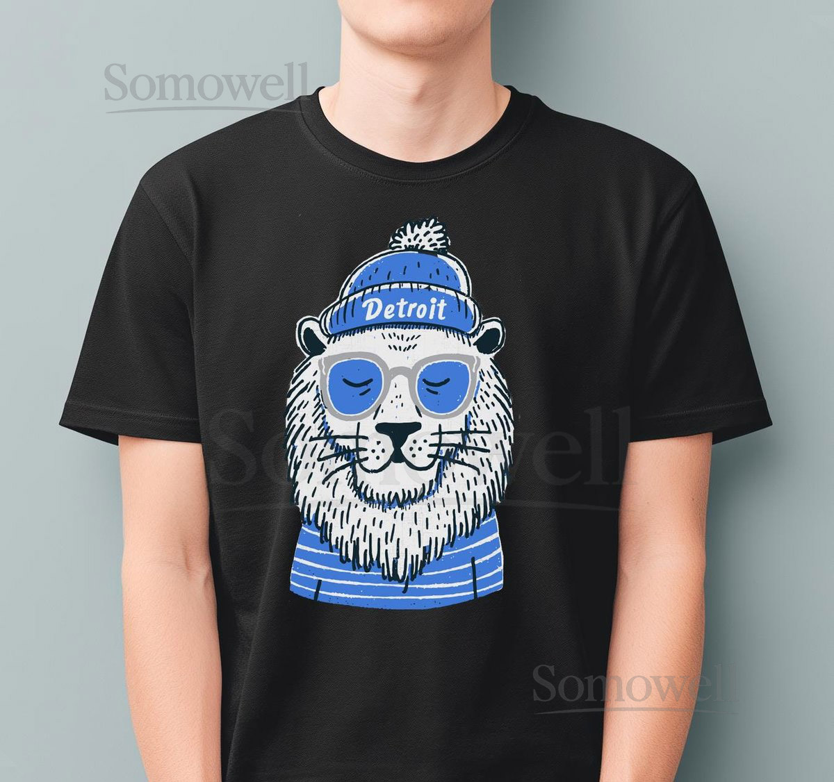 Hipster Detroit Lion T-Shirt Retro Graphic Tee for City Fans_509