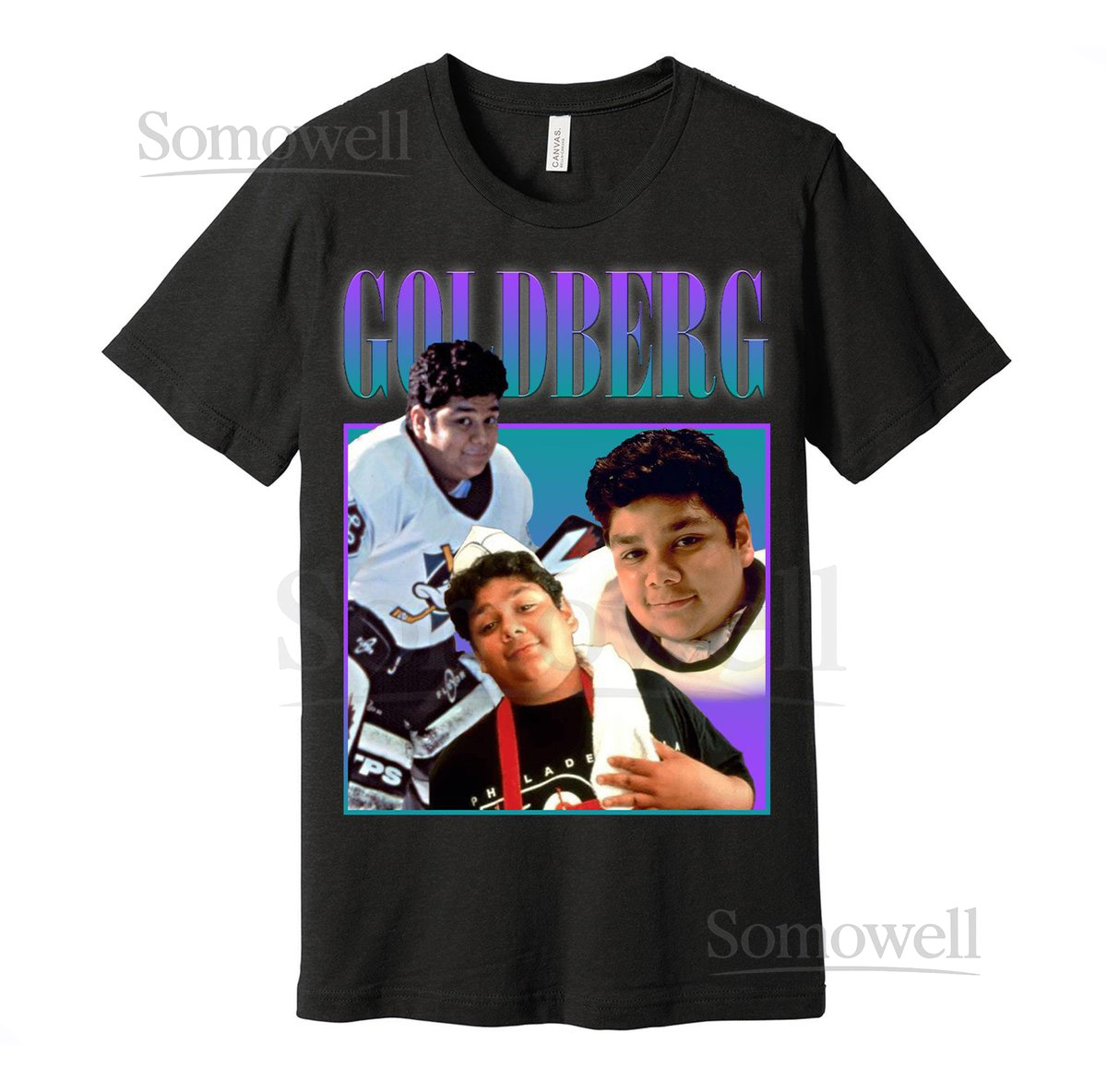 Goldberg Oversized Graphic Street Fashion T-Shirt - The Mighty Ducks Lover - Goalie Legend - Hockey Film Nostaglia - Black White or Grey Tee_189