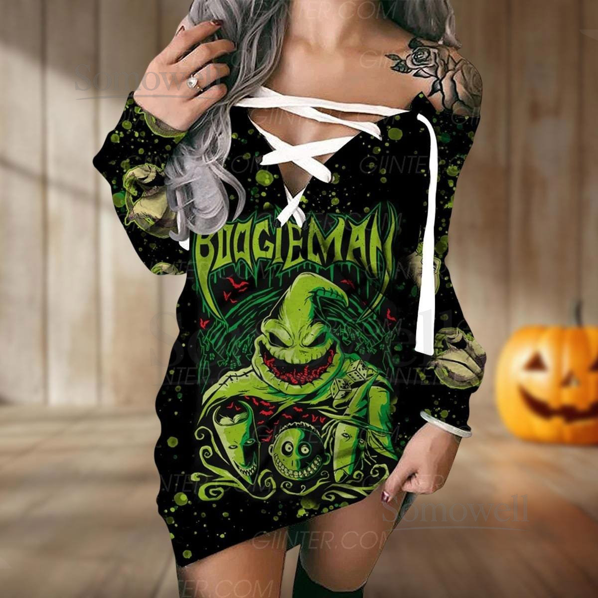 Boogie Cross Dress Boogieman Costume Dress Disney Movie Shirt Women Halloween Women Dresses Nightmare Before Christmas Gift For Her_11