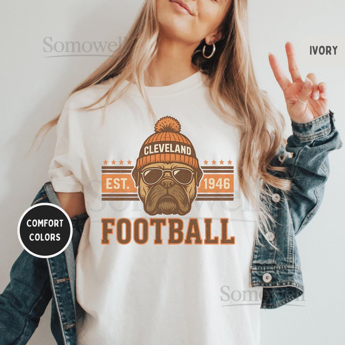 Vintage Cleveland Football T-shirt Retro Cleveland Tee Shirt Comfort Colors Unisex Top Sports Fan Gift Distressed Gameday Football Shirt_481