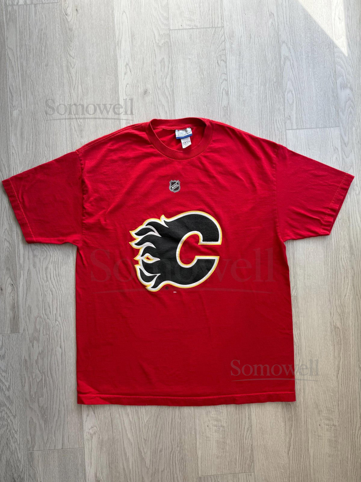 Vintage Calgary Flames NHL Reebok T-Shirt Red Dion Phaneuf 3 Logo Graphic Tee Size XL Hockey Fan Gear_417
