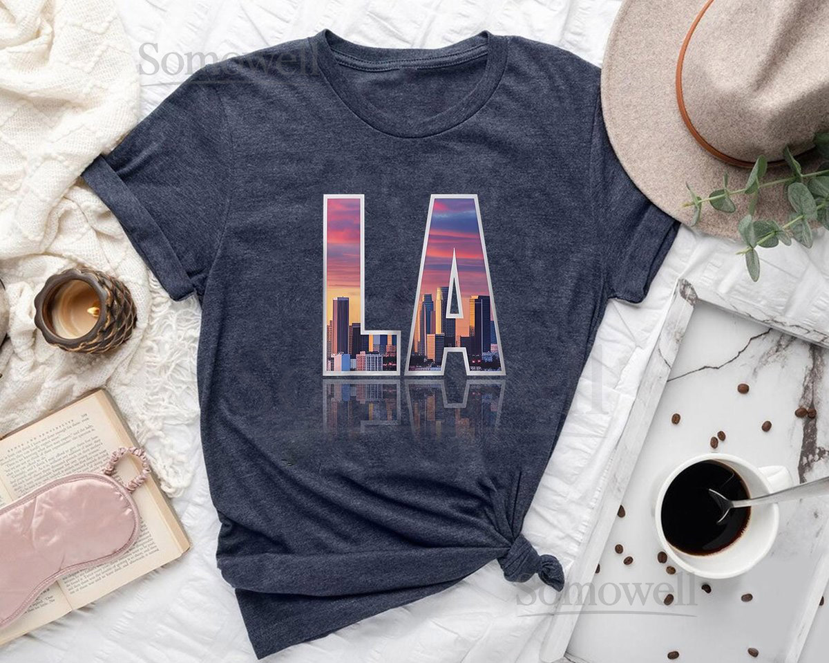 LA City Skyline T-Shirt Los Angeles Sunset Graphic Tee_244