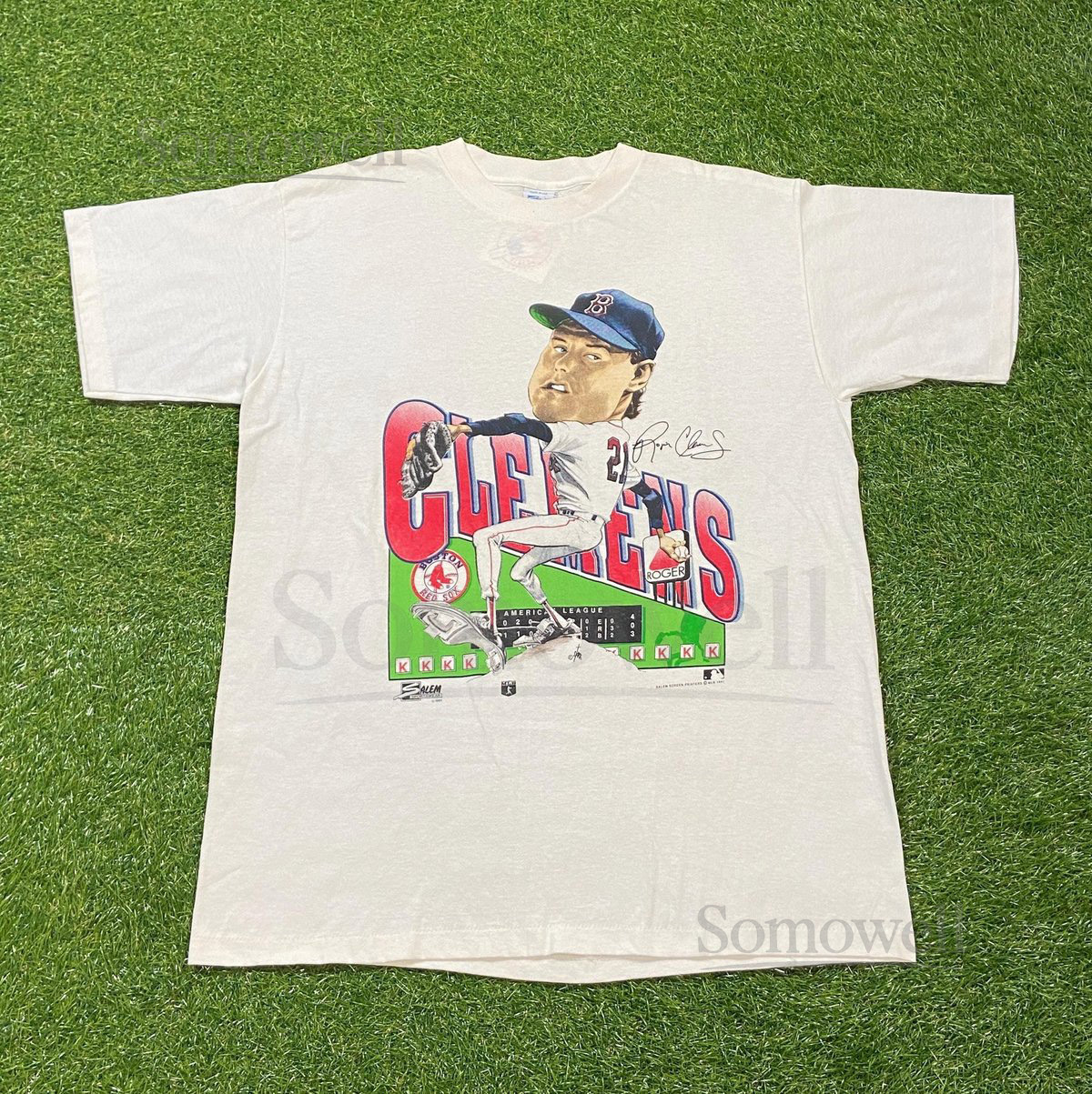 Vintage Boston Red Sox Roger Clemens Brand New T Shirt Tee Salem Sportswear Made USA Xtra Large XL New England MLB Baseball 1990s 90s_674