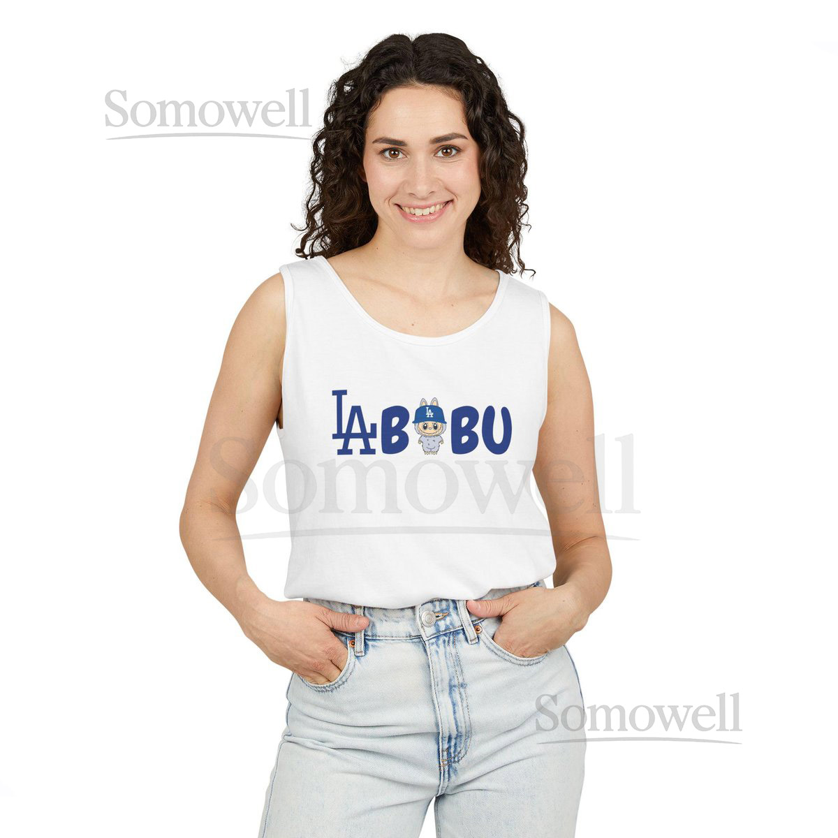 Labubu Dodgers Unisex Garment-Dyed Tank Top - LA LABUBU Logo_566