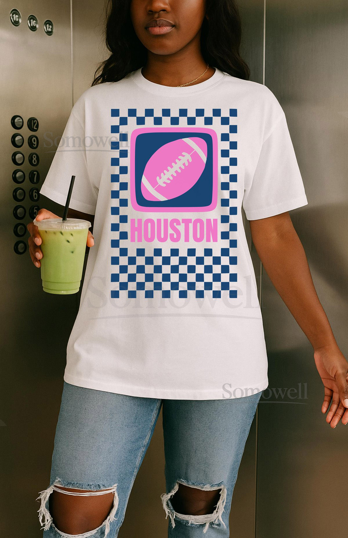Vintage-Inspired Houston Football T-Shirt Comfort C_1037