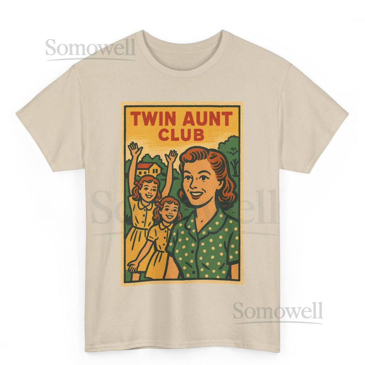 Twin Aunt Club T-Shirt Retro Comic Style Tee for Twin Aunties_819
