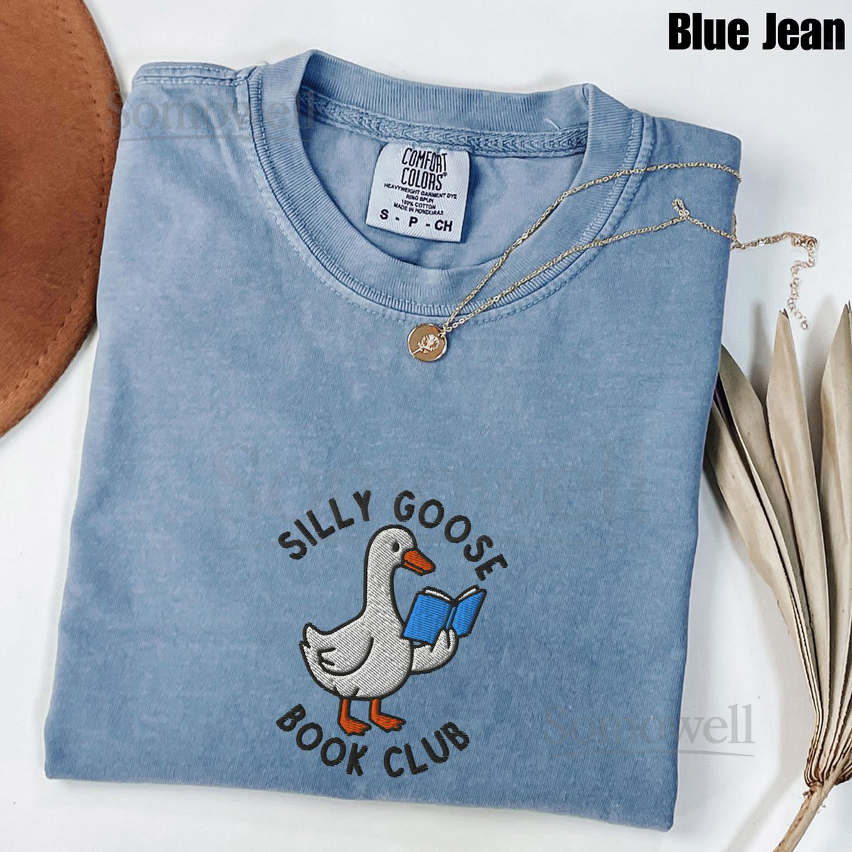 Embroidered Silly Goose Book Club Comfort Colors Shirt Funny Reader T-Shirt Book Lover Gift Tee Cozy Goose Reading Graphic Shirt_93