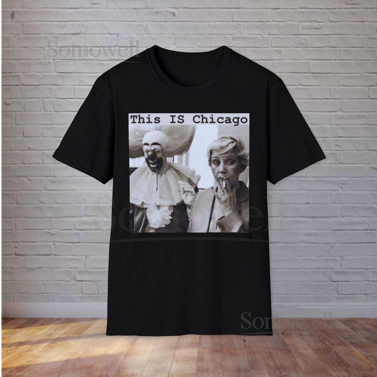 THE Chicagoan's Tee Mayor Jane Byrne 1981 Off-Camera Smoke Break with Chicago's OWN B0Z0 the Clown Look on her Face_236