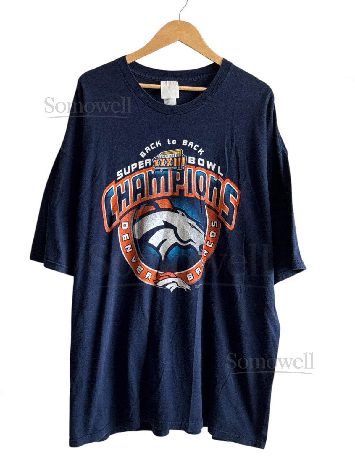 Vintage Denver Broncos Back to Back Super Bowl Champions Tee Size 3XL_582