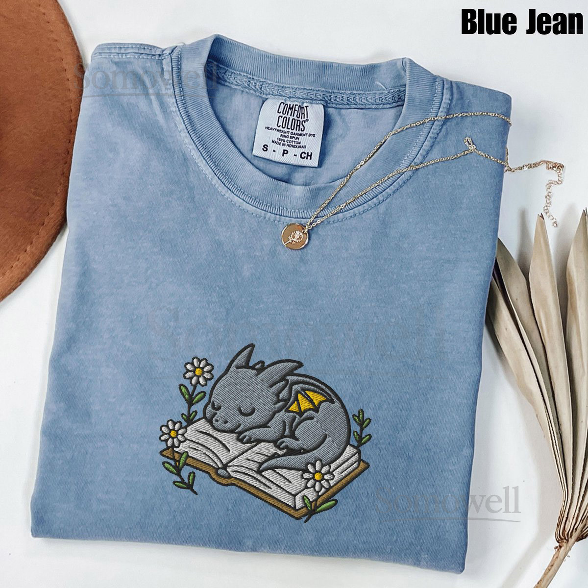 Comfort Colors Dragon Book Shirt Fantasy Book Reader Tee Embroidered Cottagecore Shirt Bookworm Gift Cozy Dragon Reading Shirt_18