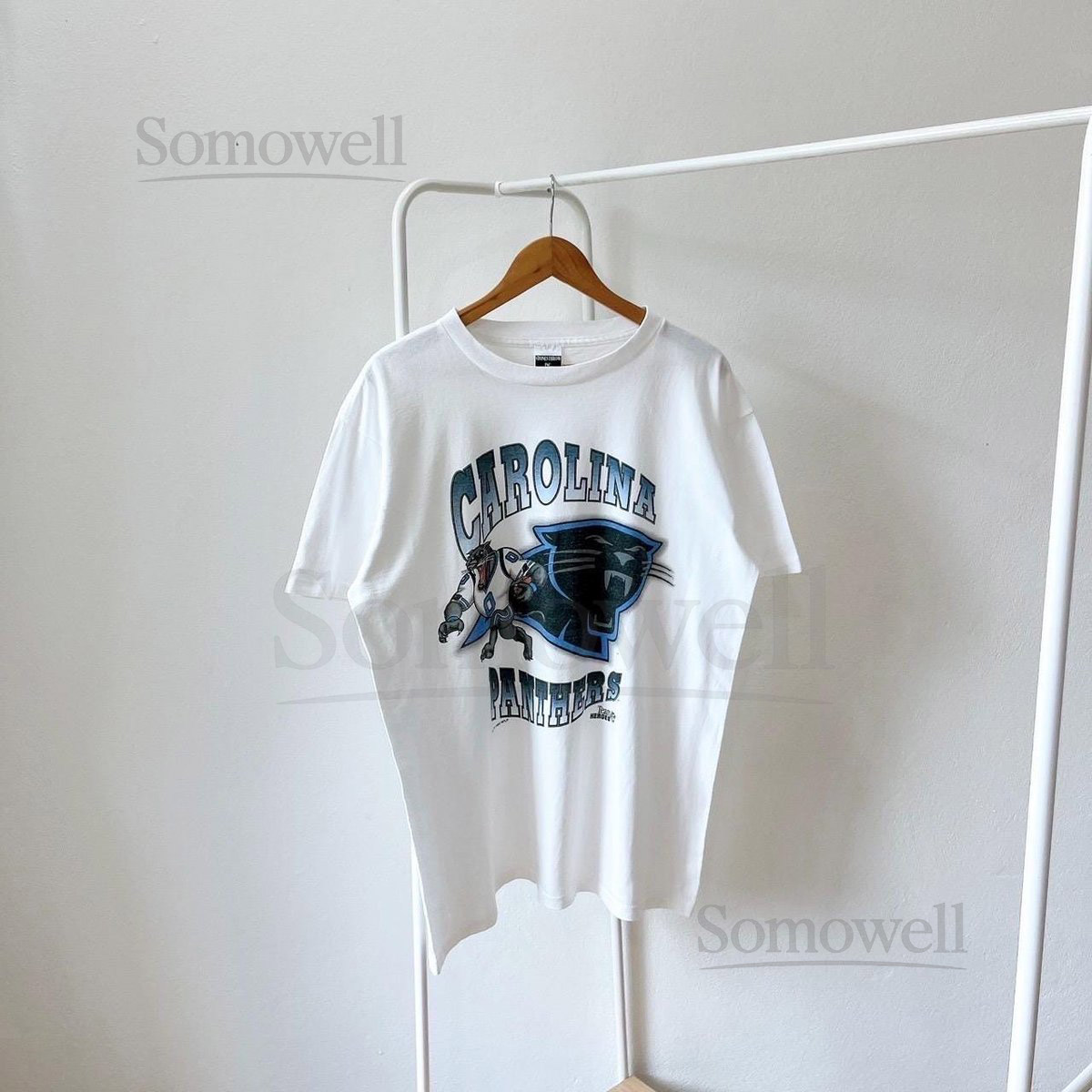 Vintage 90s Carolina Panthers 1993 football Stonesthrow white t-shirt XL_921