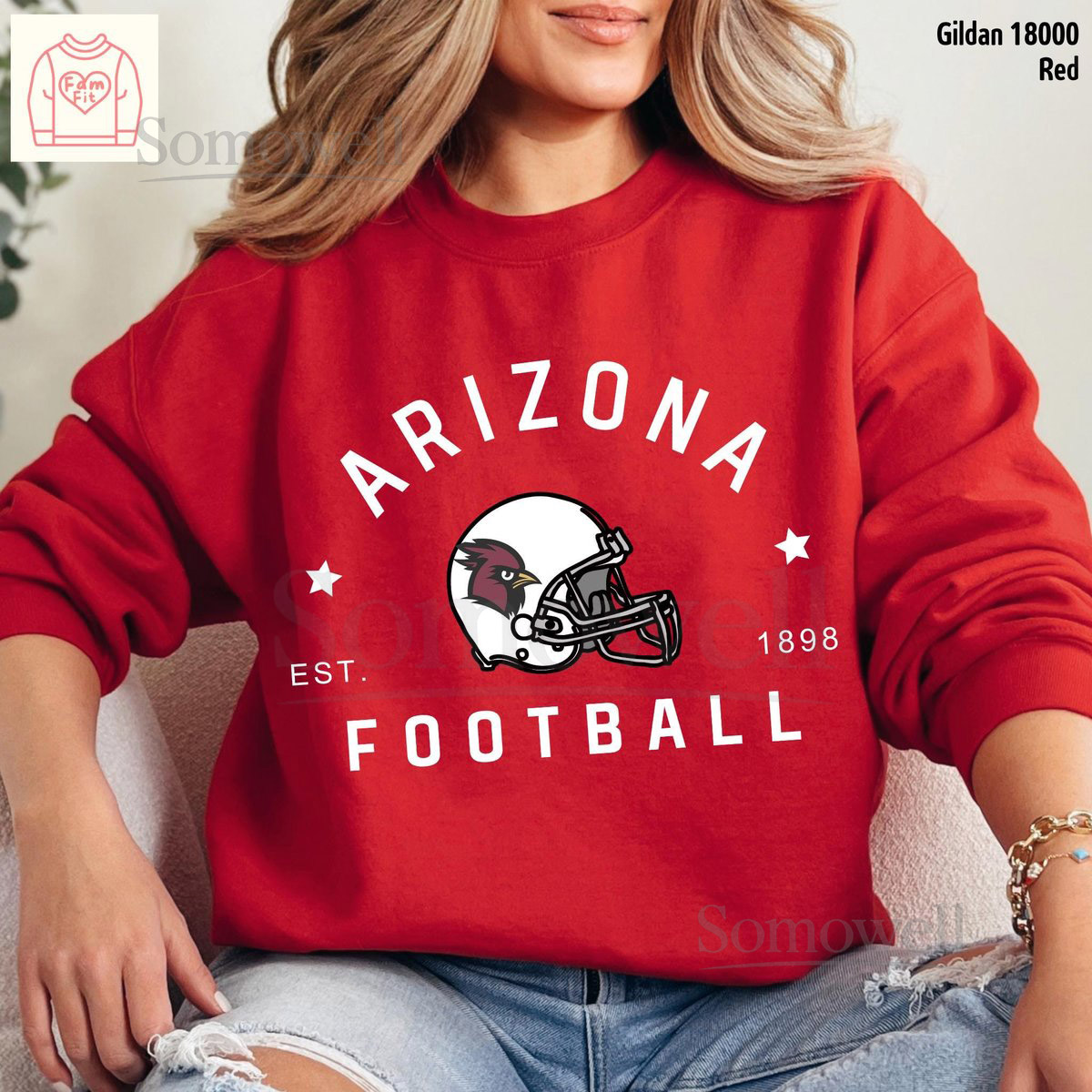 Arizona Football Jersey Shirt - Vintage Crewneck Sweatshirt Cardinal Gameday Tee Famfit17-10_72