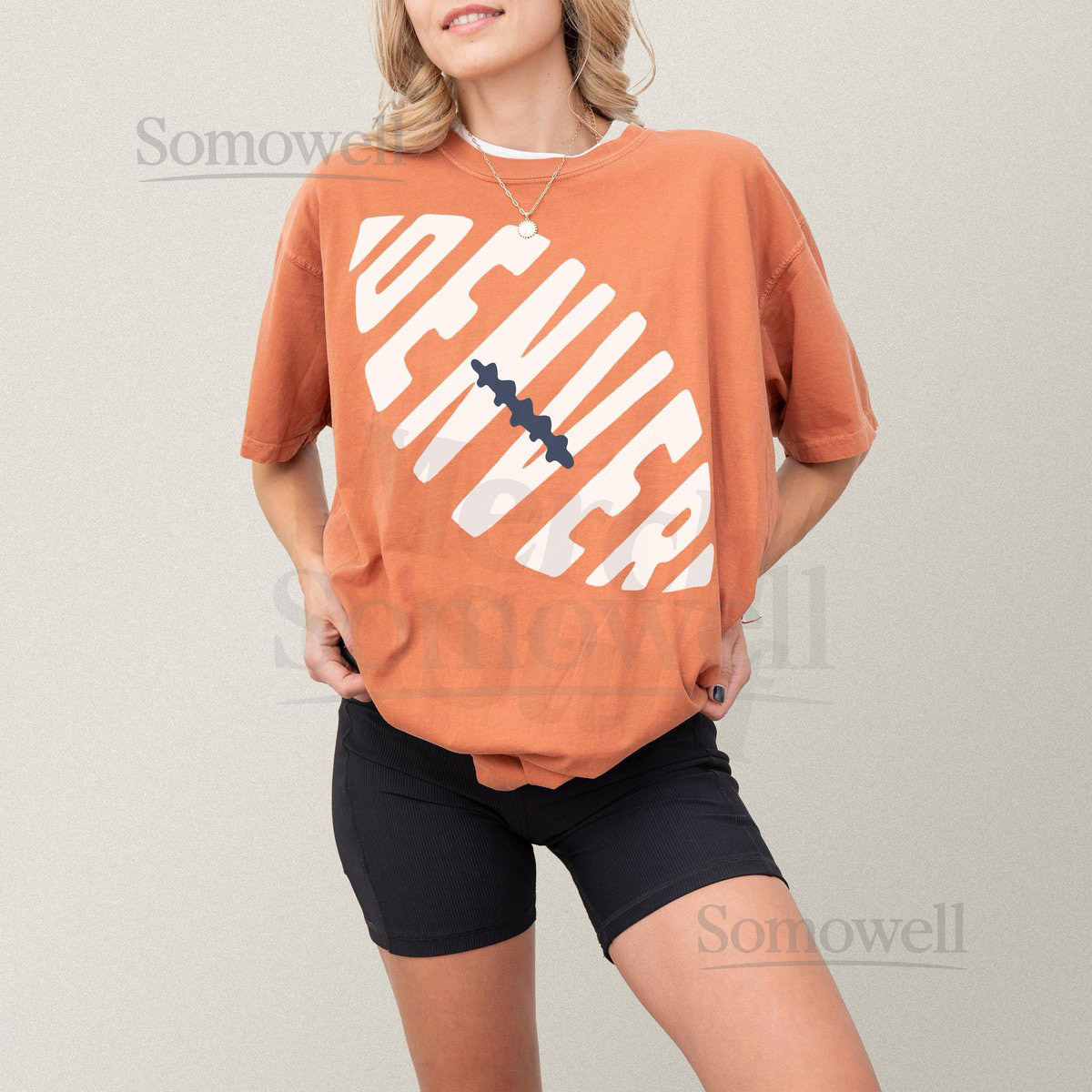 Denver Football Graphic Tee Comfort Colors Unisex Retro Orange and Navy Colorado Football Fan Apparel Gift Vintage Denver Game Day T-Shirt_343