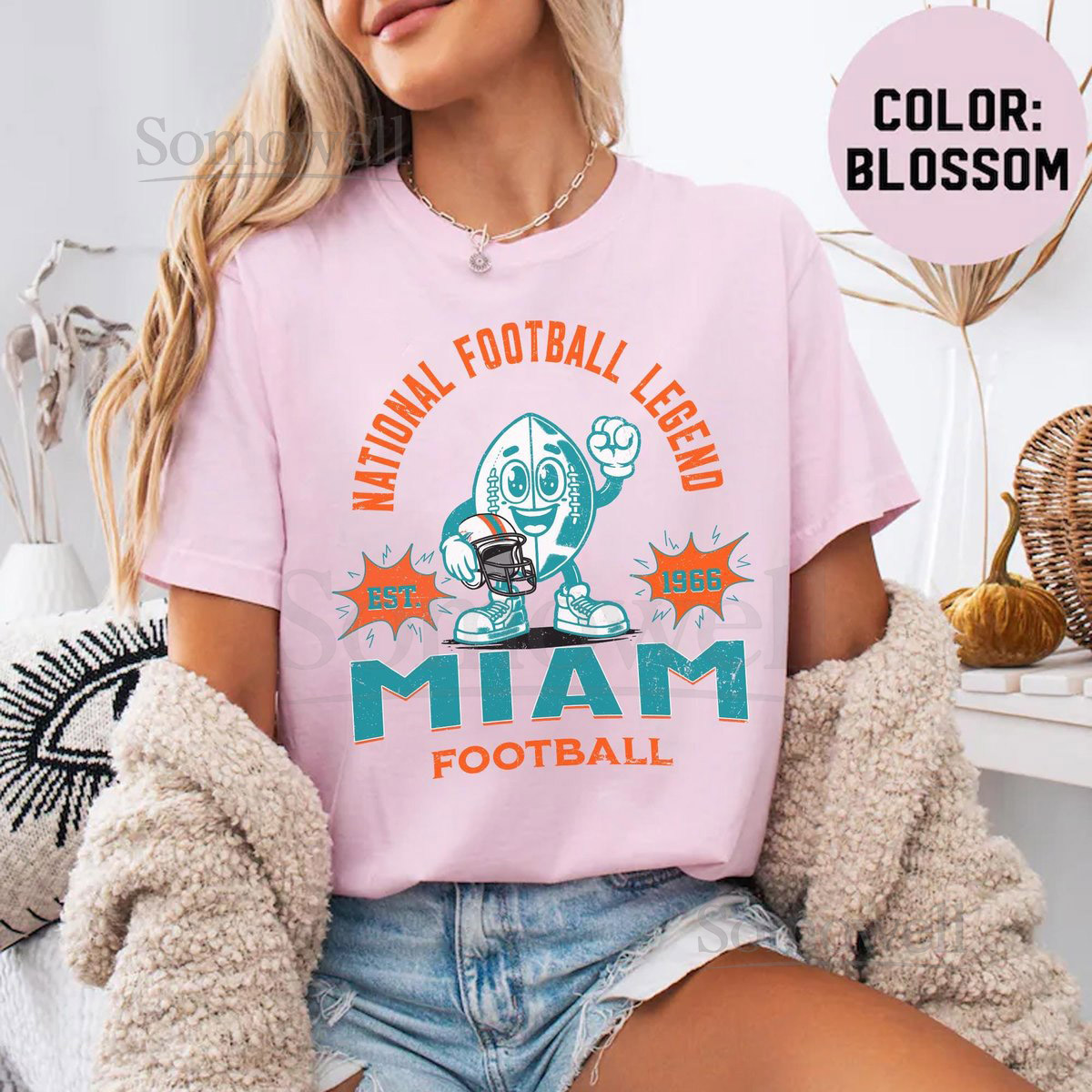 Comfort Colors Miami Football T-Shirt Vintage Miami Football T-ShirtMiami Fan Gift Miami Game Day T-shirtYouth football tshirt_273