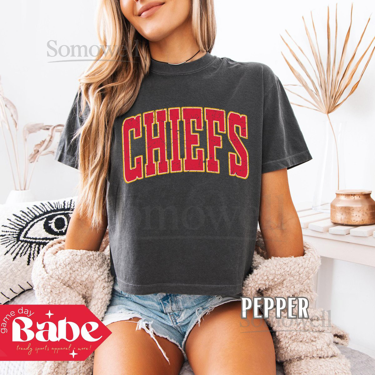 Adult Chiefs Boxy Crop Kansas City Football KC Game Day Shirt Arrowhead Distressed Vintage Touchdown Comfort Colors Oversized_9