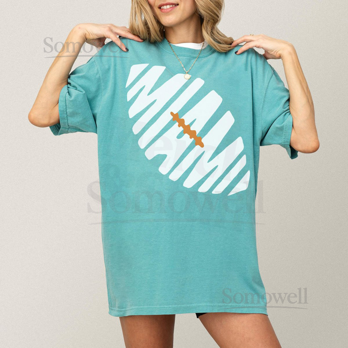 Miami Football T-Shirt Unisex Aqua and Orange Florida Football Fan Game Day Apparel Cute Miami Graphic Tee Shirt Memorabilia_457