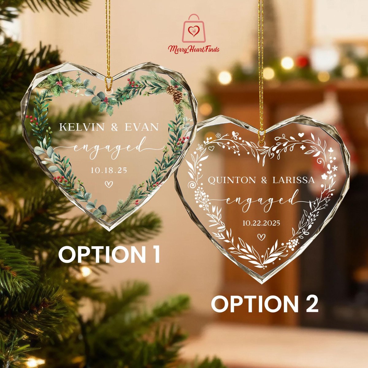 Personalized Engaged Ornament 2025 Engagement Ornament with Names Date Engaged Gift Newlywed Gift For CoupleWedding Keepsake Ornament