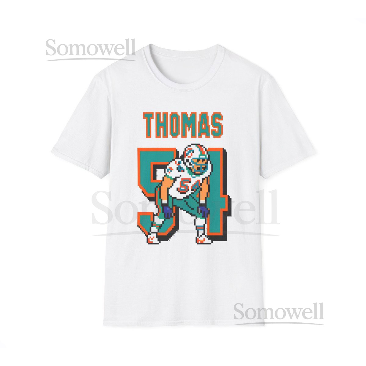 Zach Thomas Pixel Art Shirt Retro 8 Bit Football Tee Miami Fan Gift Vintage Arcade Style NFL Legend 54 Jersey Geek Sports Tee_735