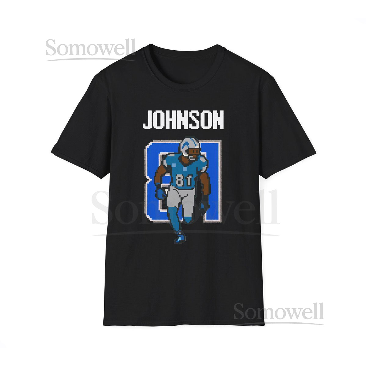 Calvin Johnson Shirt Pixel Art TShirt Retro 8 Bit Detroit Football 81 Lions Wide Receiver Megatron Throwback Gamer Legend Gift Fan Mens_45