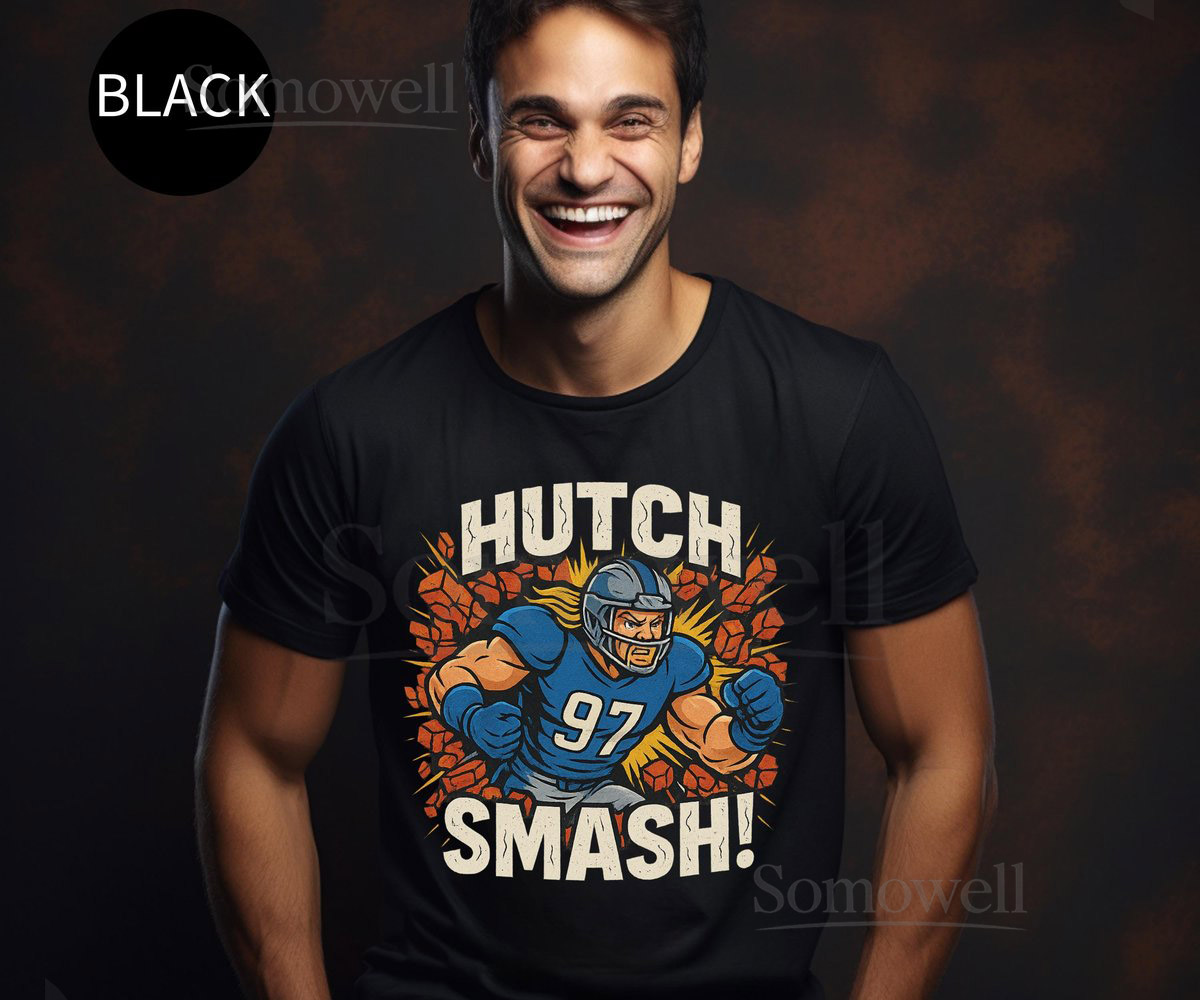 Hutch Smash Football T-Shirt Detroit Lions Graphic Tee_512