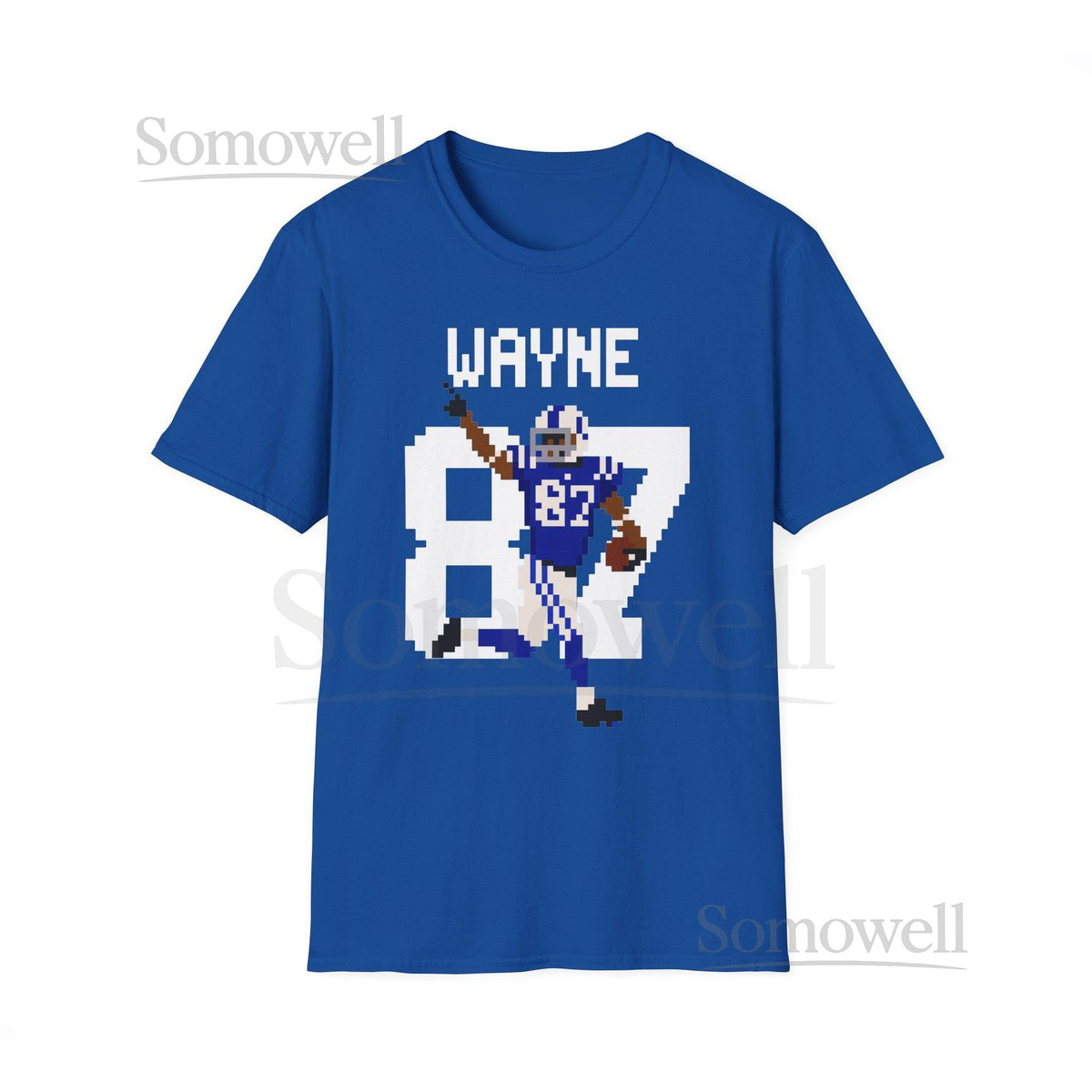 Reggie Wayne Shirt Pixel Art TShirt Retro 8 Bit Indianapolis Colts Legend 87 Wide Receiver Blue and White Throwback Unisex Vintage Gam_791