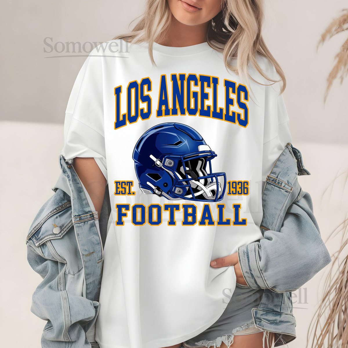 Los Angeles Football Helmet T-Shirt LA Rams Sweatshirt Established 1936 LA Rams Apparel Comfort Colors Gift for Football Fan_78