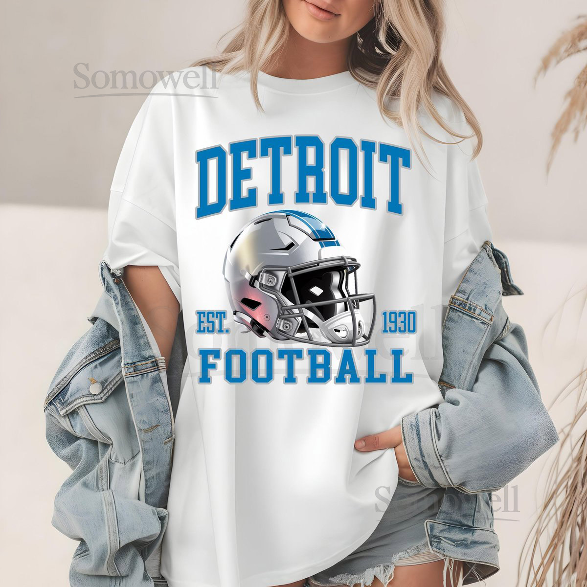 Detroit Football Helmet Comfort Colors T-Shirt Sweatshirt Detroit Lions Tee Sports Fan Apparel Game Day Outfit Football Season_112