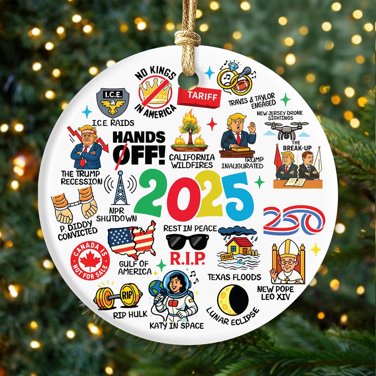 2025 Year in Review Christmas Ornament Funny Ceramic Keepsake
