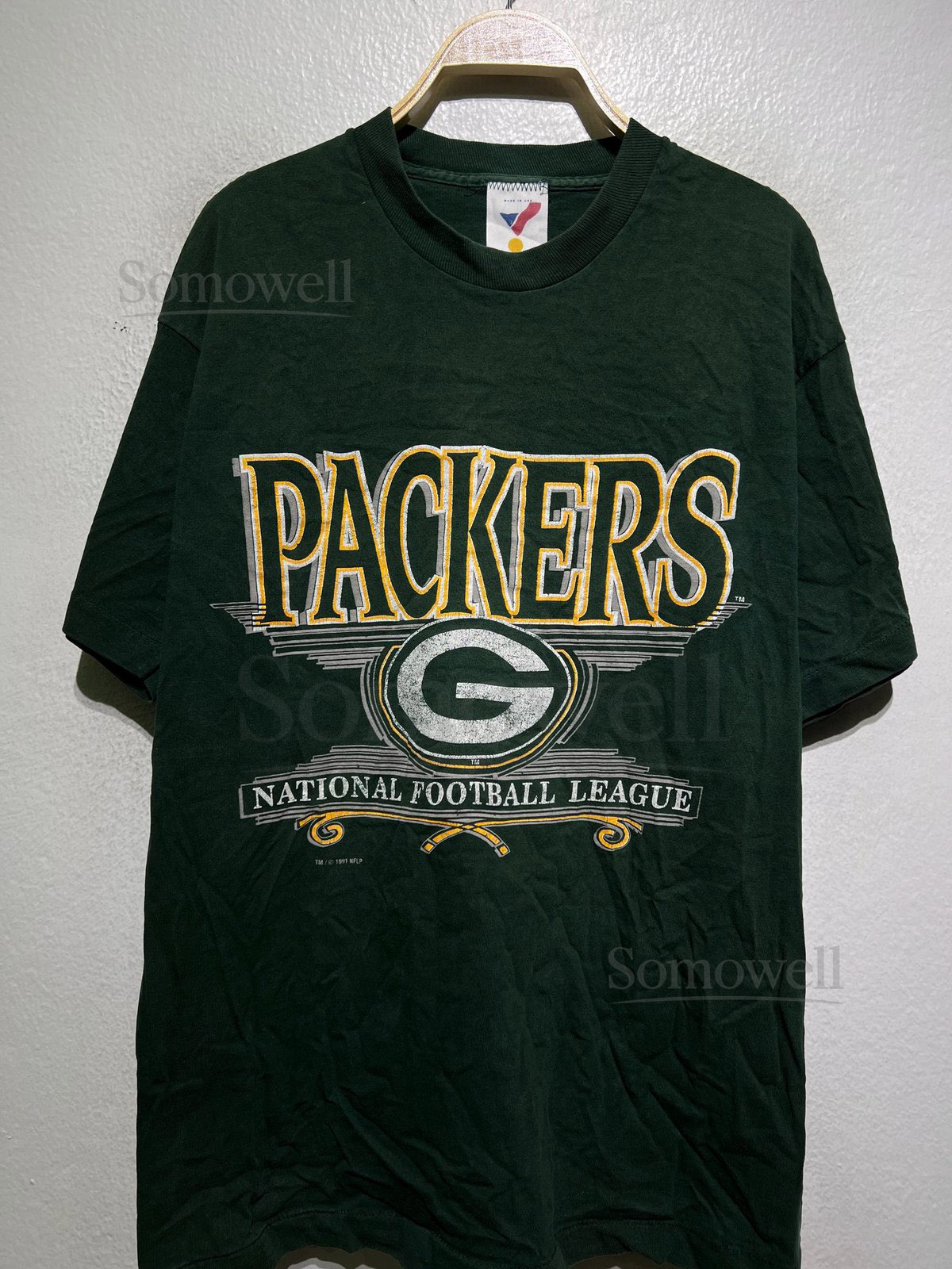 Vintage 1991 Green Bay Packers T-Shirt L NFL Football Velva Sheen Tee 90s Sportswear Fan Gear Wisconsin Big Logo Graphic Single Stitch_692