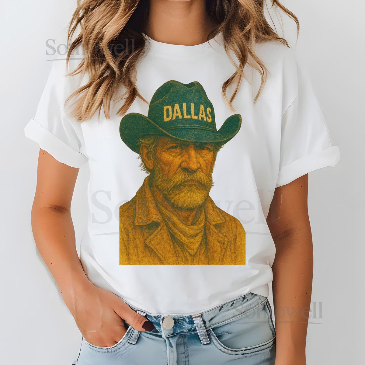 Cowboy with Dallas Hat Shirt Cowboys Football Sports Fan Cowboys Fan Dallas Fan Football Tee Football Gift Comfort Colors Texas_84