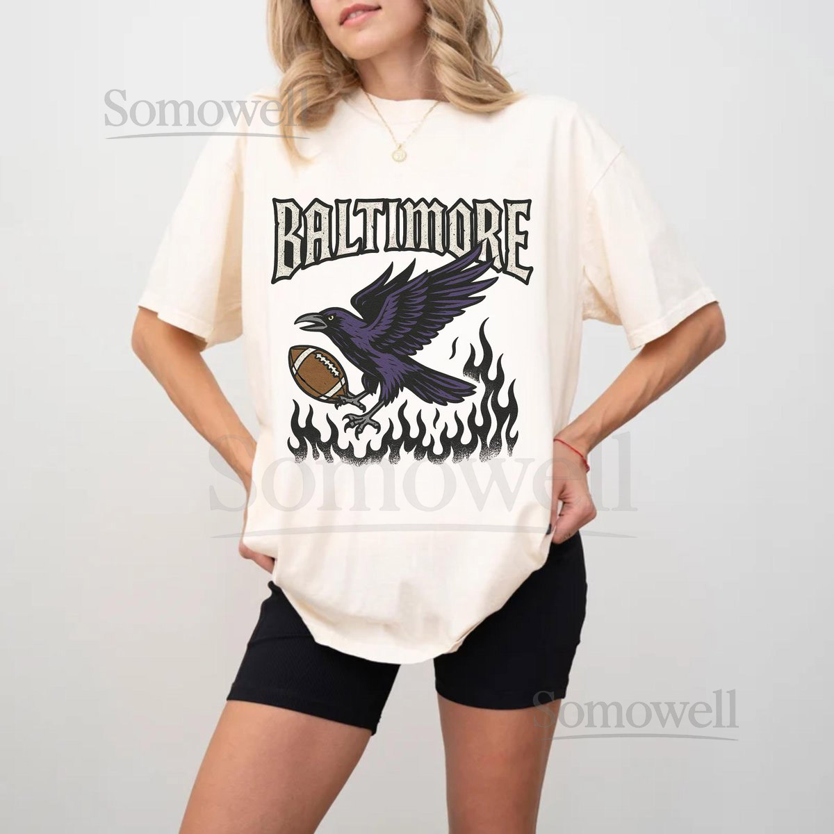 Baltimore Raven Football Tee Oversized Graphic T-Shirt Game Day Shirt Unisex Fit_108