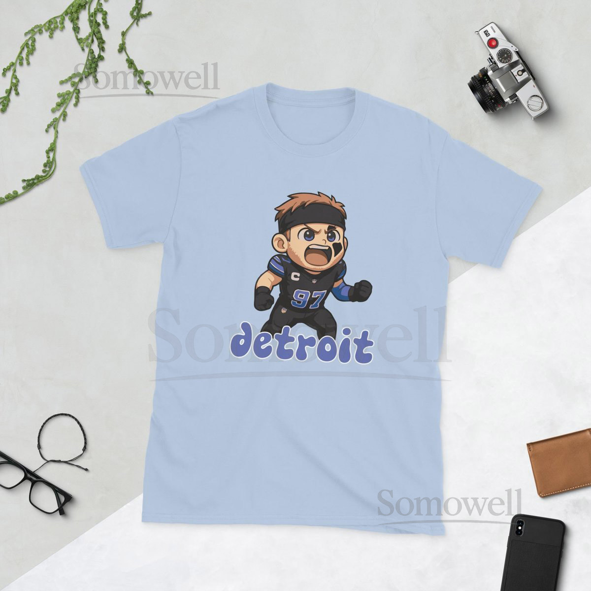 Aidan Hutchinson Chibi T-Shirt Detroit Lions Cartoon Tee_7
