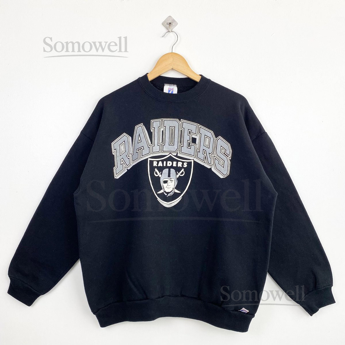 Vintage 90s Las Vegas Raiders Crewneck Sweatshirt - NFL - Print Logo - Black Color - Mens XL_120