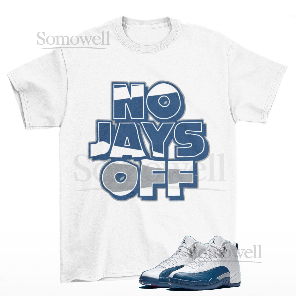 Jay All Day Sneaker Shirt White to Match Jordan 12 French Blue_454