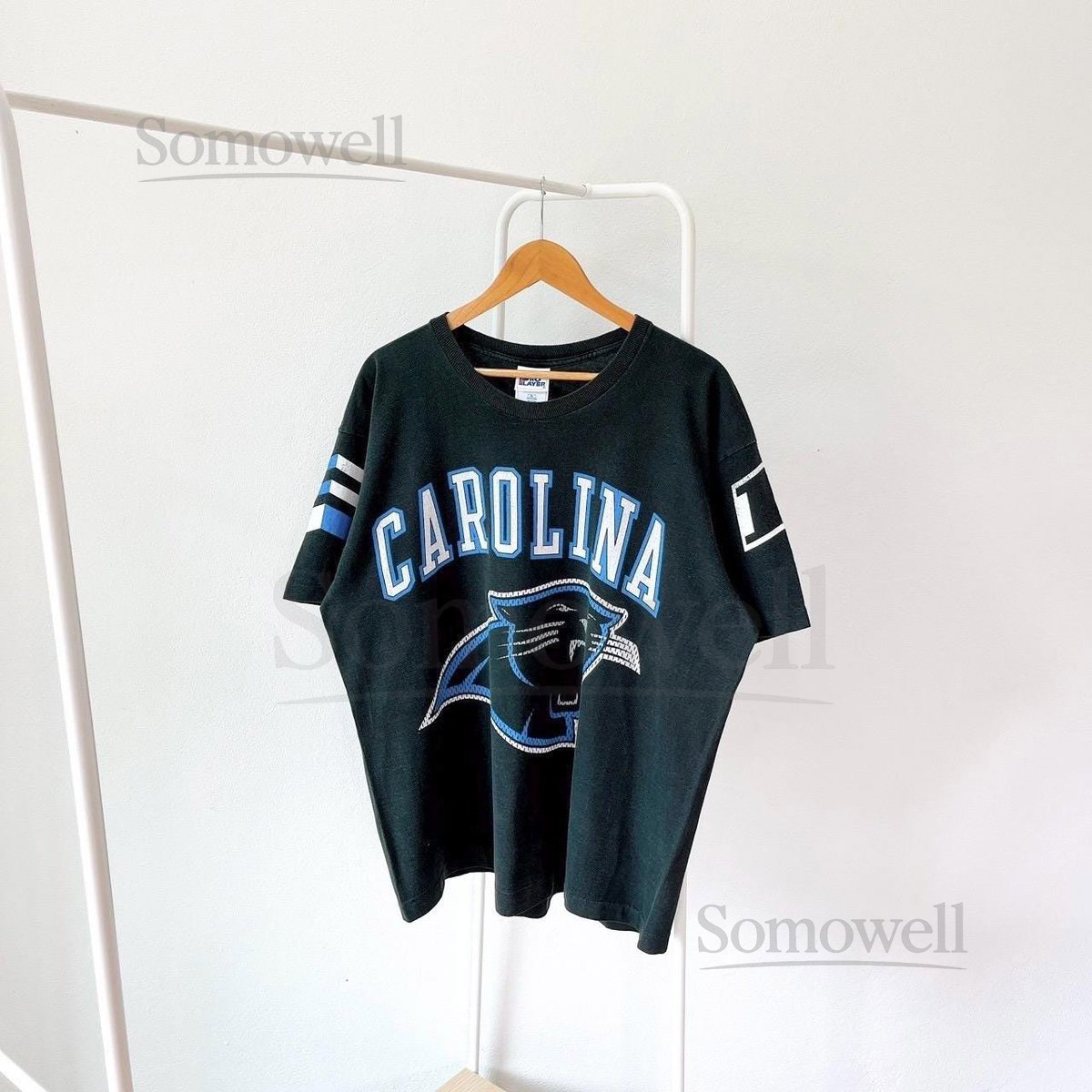 Vintage 90s Carolina Panthers 1997 football Pro player made in USA black t-shirt XL_923