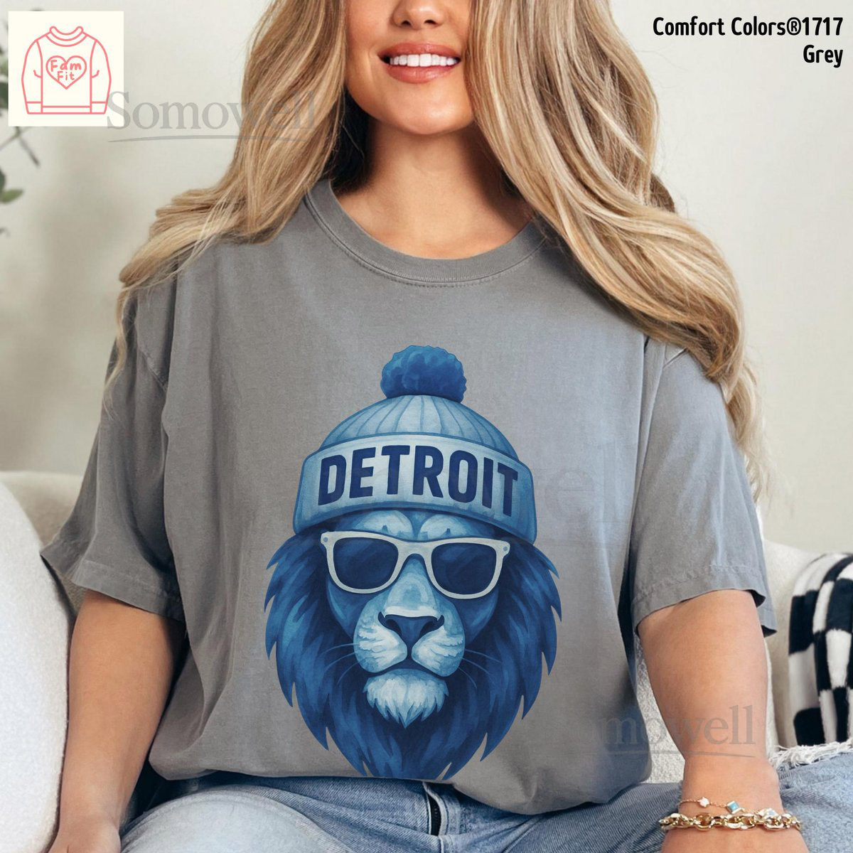 Comfort Colors Detroit Tshirt - Lion Watercolor Tee Football Gameday Shirt Famfit03-16_59