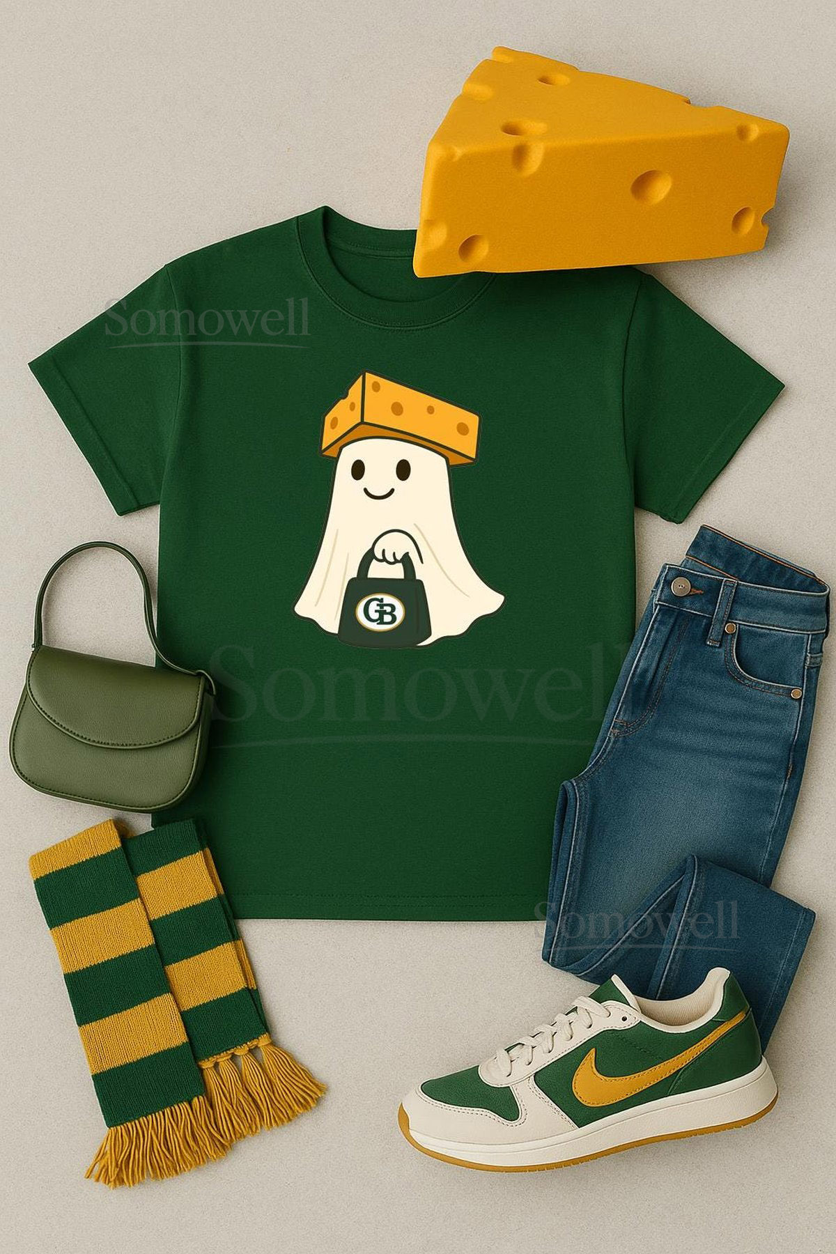 Halloween Ghost T-Shirt Green Bay football shirt Packers Football Shirt Sports Fan Gift Go Pack Go shirt Game Day Outfit_506