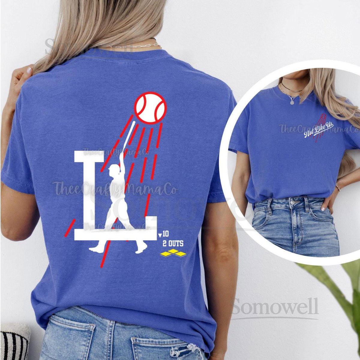 UNISEX LA Doyers GrandSlam Crewneck Tshirt - Not Like Us - 2024 Champs Blue White_954