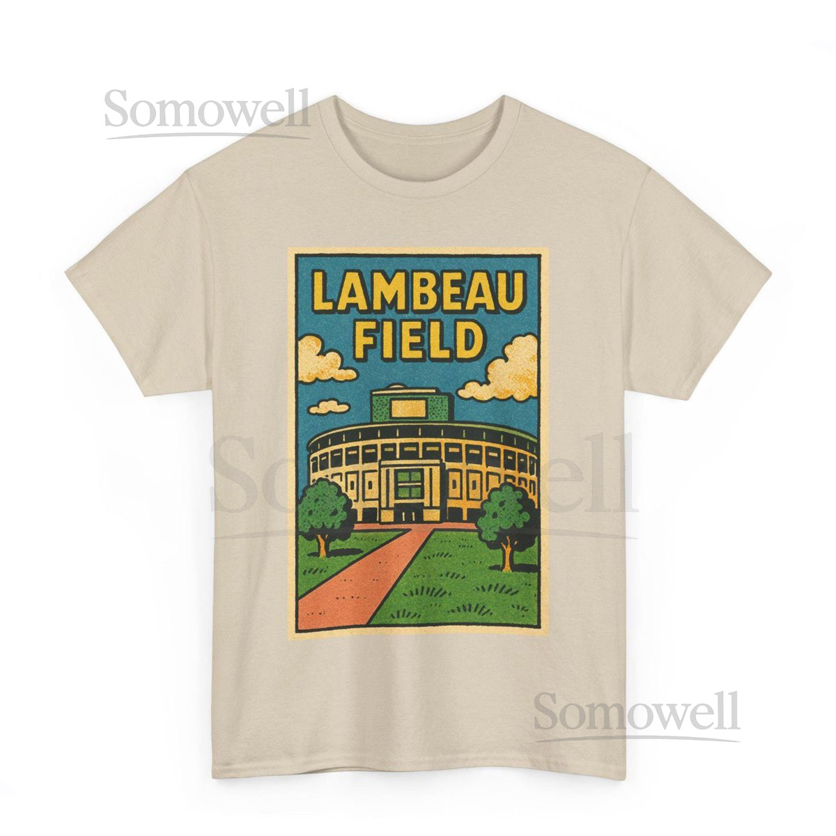 Lambeau Field Retro Comic T-Shirt Green Bay Football Stadium Tee_543