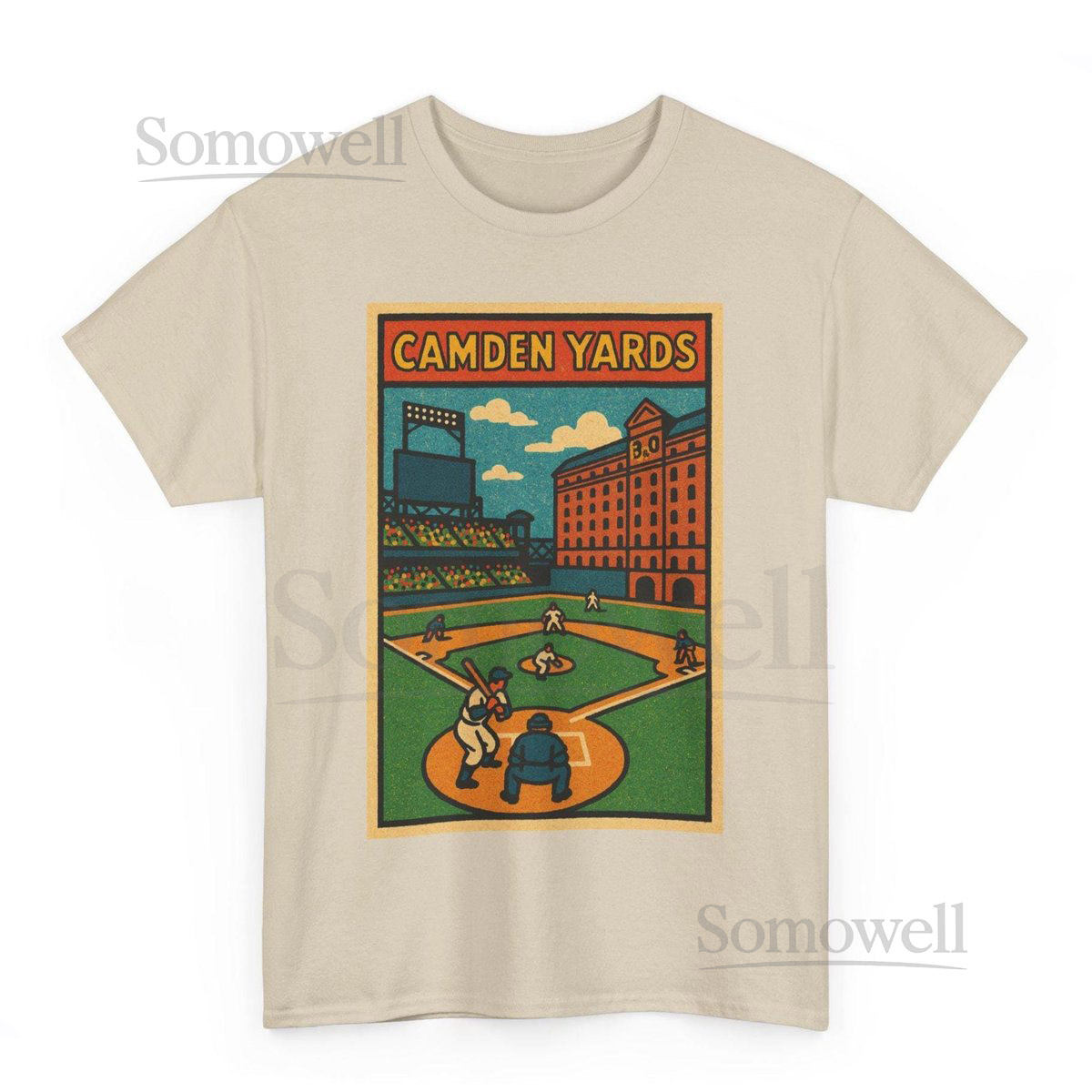 Camden Yards T Shirt Unisex Retro Comic Style Baseball Tee Vintage Game Day Graphic_244