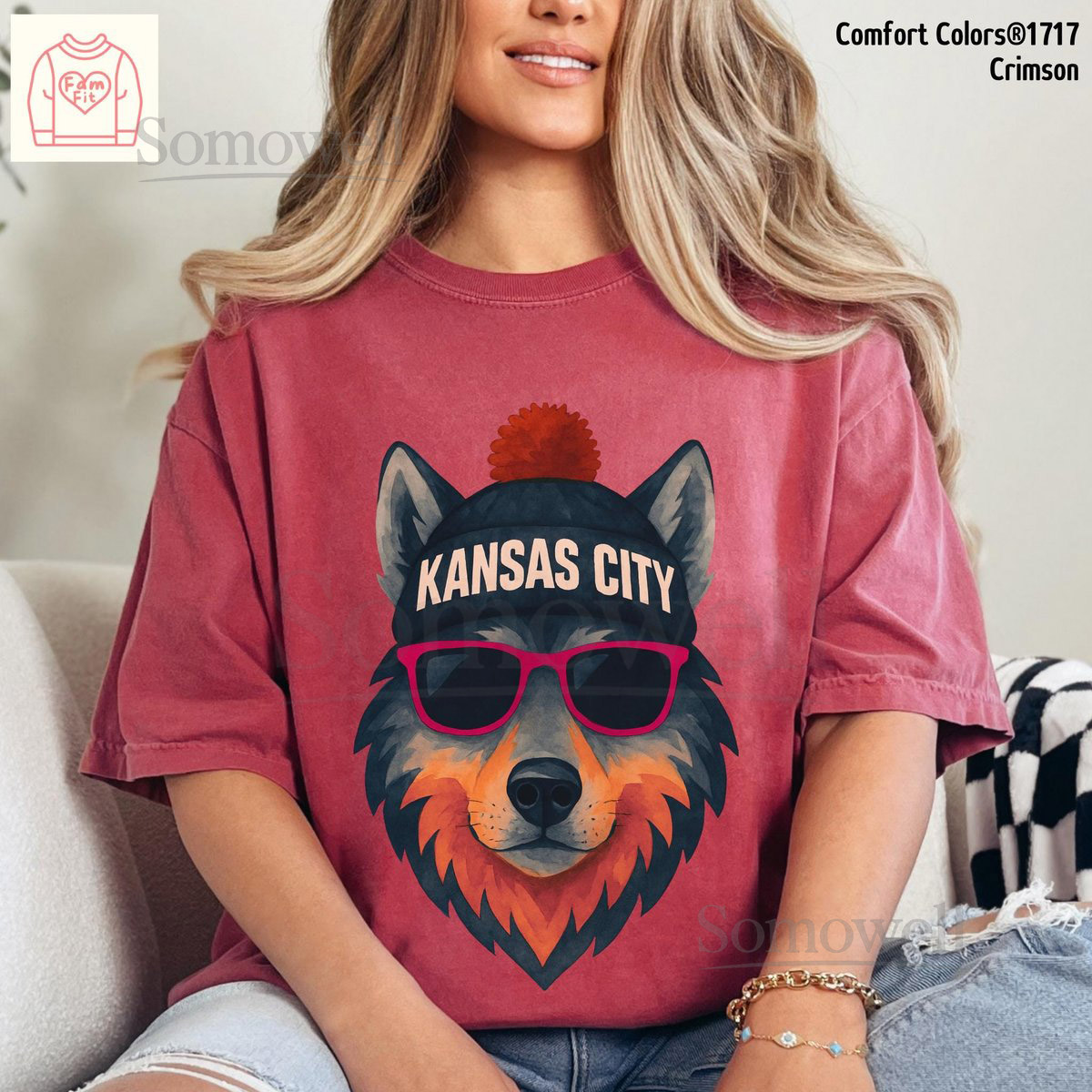 Comfort Colors Kansas City Tshirt - KC Wolf Watercolor Tee Football Gameday Shirt Famfit04-21_82