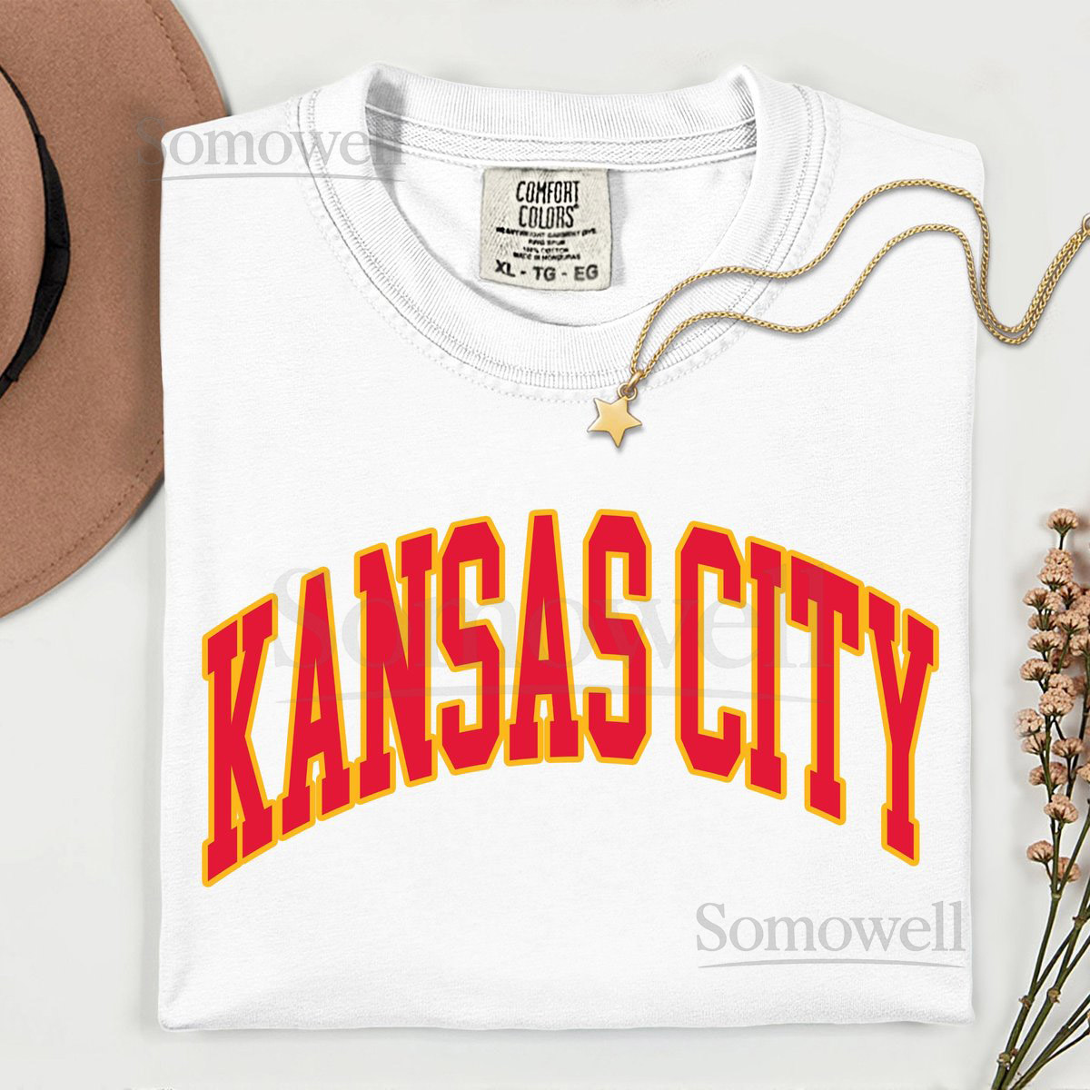 Kansas City Football T-Shirt Comfort Colors Sweatshirt KC Pride Apparel Football Fan Gift Red and Gold Trendy KC Design_45