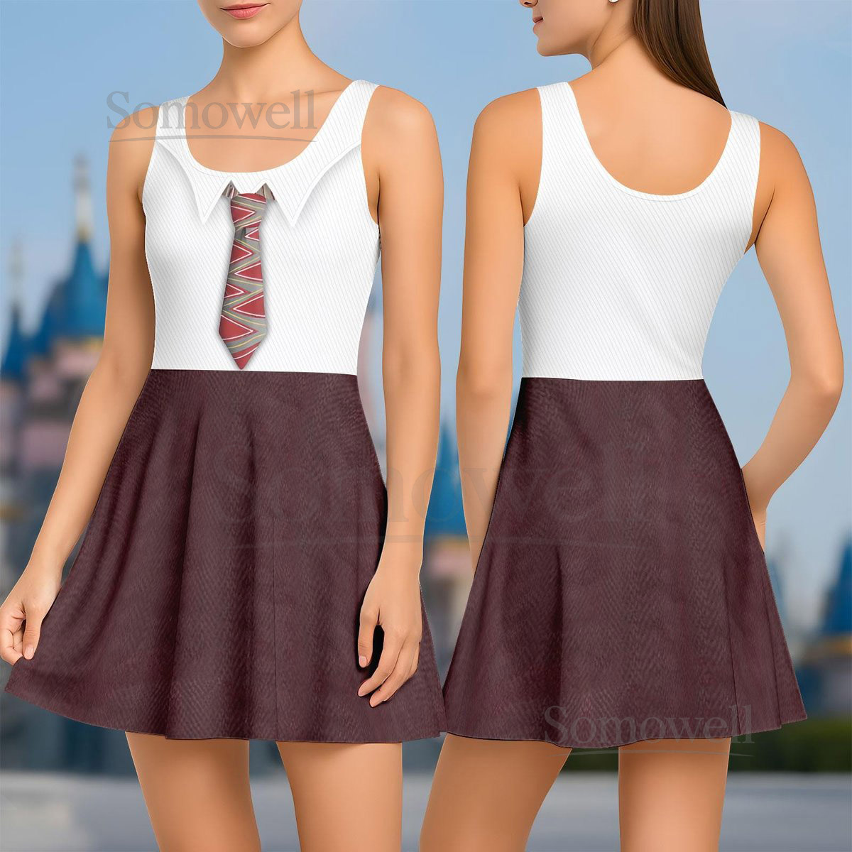 Anger Inside Out Skater Dress Disney Anger Women Dress Inside out Casual Dress Disney Emotions Pixar Outfit Halloween Gift For Her_2