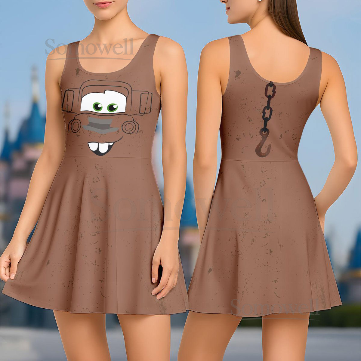 Disney Cars Mater Skater Dress Tow Truck Costume Dress Pixar Cars Inspired Outfit Halloween Cosplay Dress Disneyland Halloween Gift_35