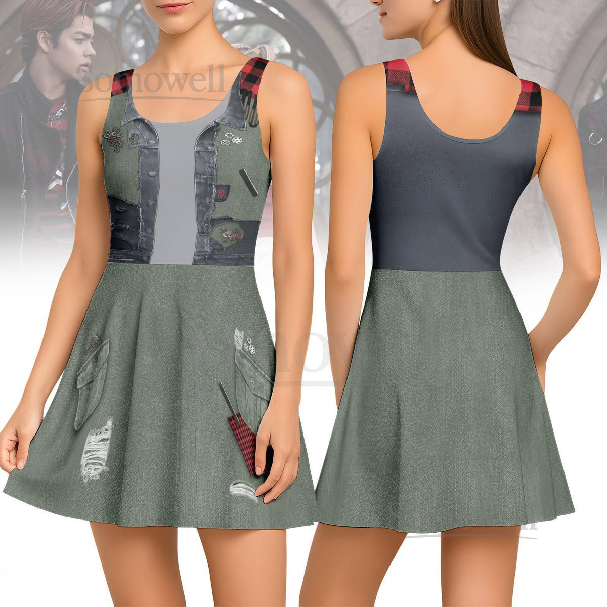 Disney Zed Necrodopolis Skater Dress Zombies Costume Dress Disney Zombies Cosplay Shirt Zombies Zed Cosplay Costume Halloween Gift_55