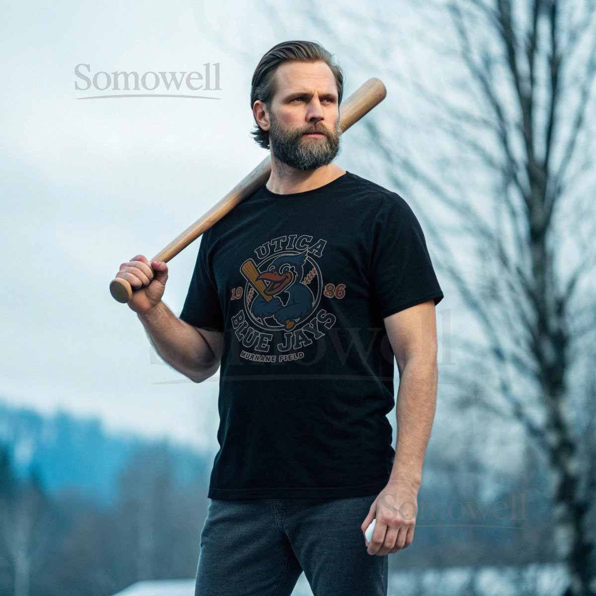 Utica Blue Jays Vintage T Shirt Defunct Minor League Baseball Shirt Blue Jay Mascot Retro Utica New York Throwback Tee 1980s Murnane Field_956