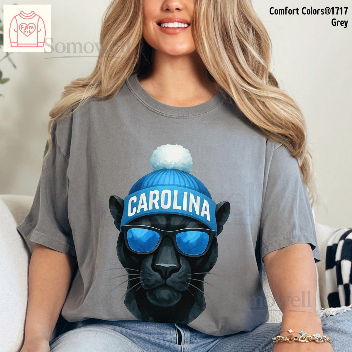 Comfort Colors Carolina Tshirt - Panther Watercolor Tee Football Gameday Shirt Famfit22-08_589